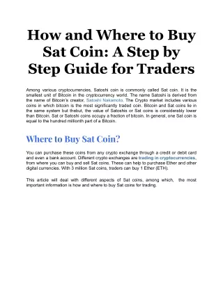 how and where to buy sat coin a step by step