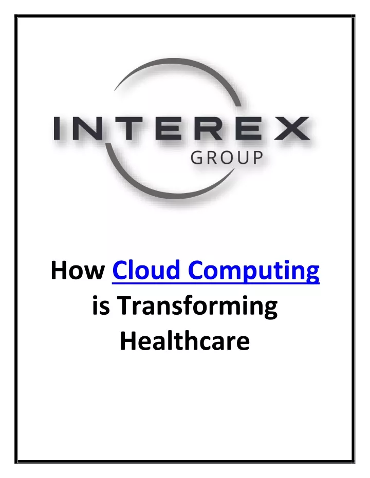 how cloud computing is transforming healthcare