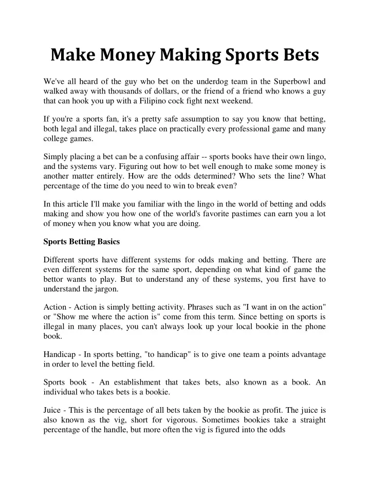 make money making sports bets