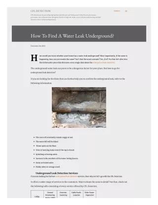 How To Find A Water Leak Underground?