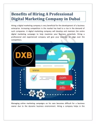 Benefits of Hiring A Professional Digital Marketing Company in Dubai