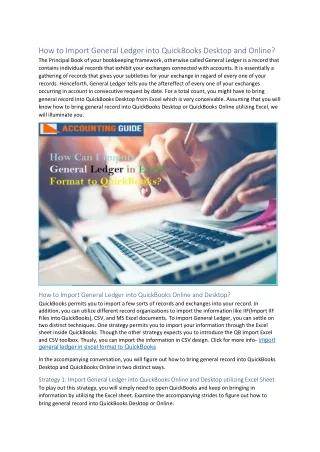 how to import general ledger into quickbooks