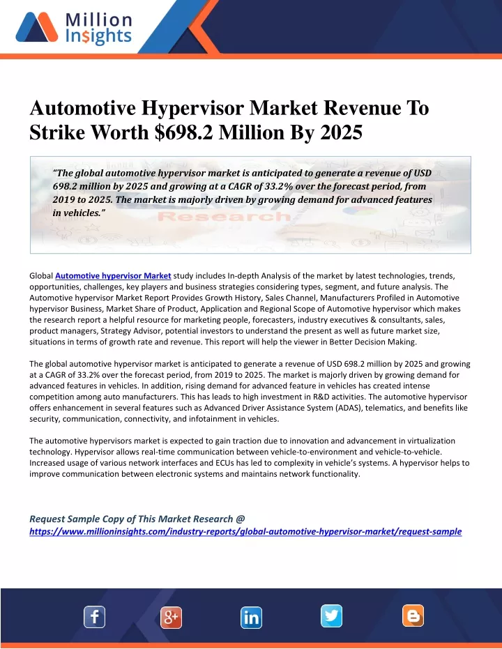 automotive hypervisor market revenue to strike
