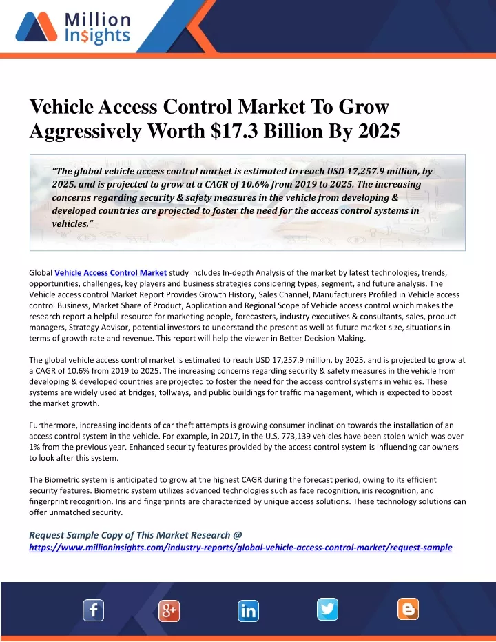 vehicle access control market to grow