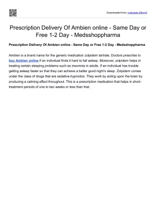 Prescription Delivery Of Ambien online - Same Day or Free 1-2 Day - Medsshopphar