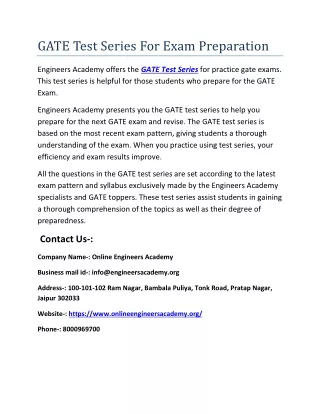 gate test series for exam preparation