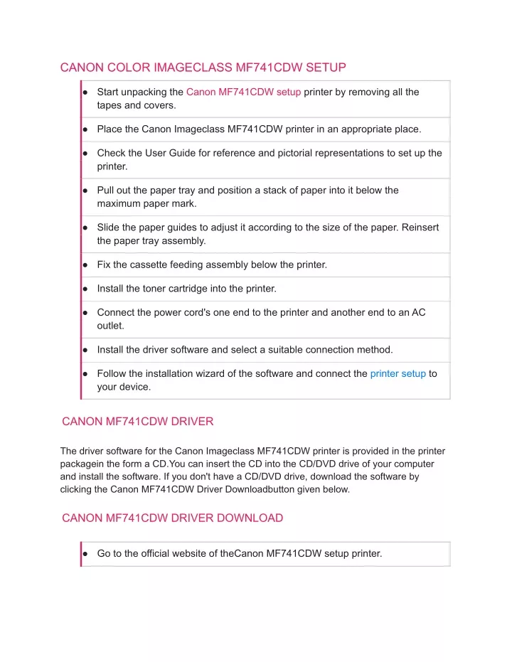PPT CANON COLOR IMAGECLASS MF741CDW SETUP PowerPoint Presentation