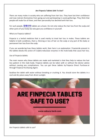 are finpecia tablets safe to use