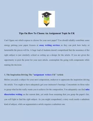 tips on how to choose an assignment topic in uk
