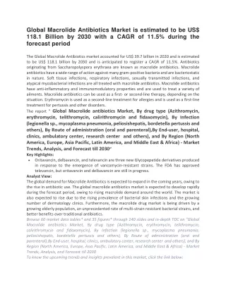 global macrolide antibiotics market is estimated