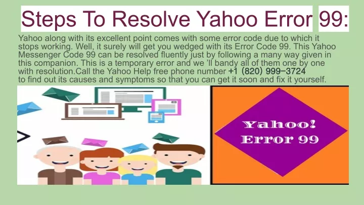 steps to resolve yahoo error 99 yahoo along with