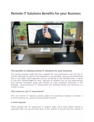 remote it solutions benefits for your business