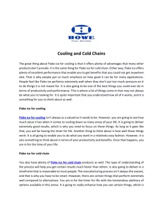 cooling and cold chains