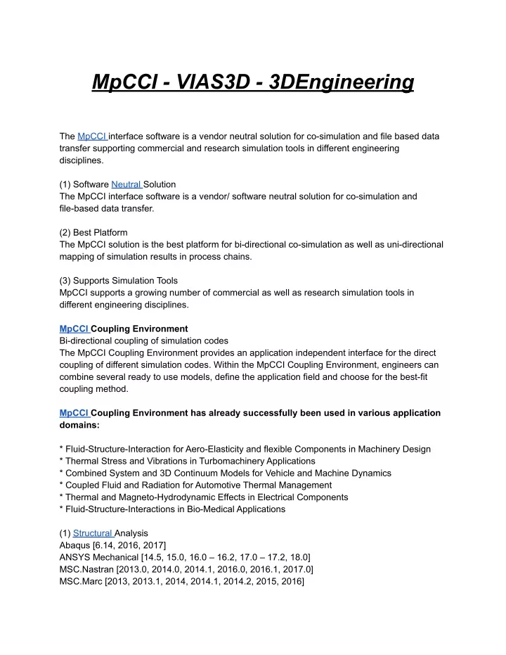 mpcci vias3d 3dengineering