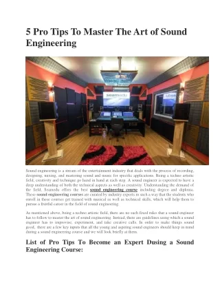 5 pro tips to master the art of sound engineering