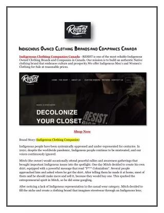 Indigenous Owned Clothing Canada