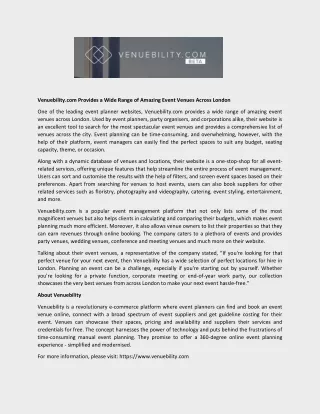 venuebility com provides a wide range of amazing