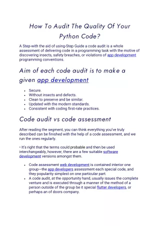 how to audit the quality of your python code