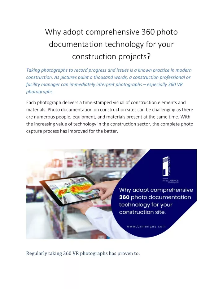 why adopt comprehensive 360 photo documentation