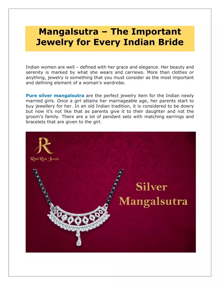 mangalsutra the important jewelry for every