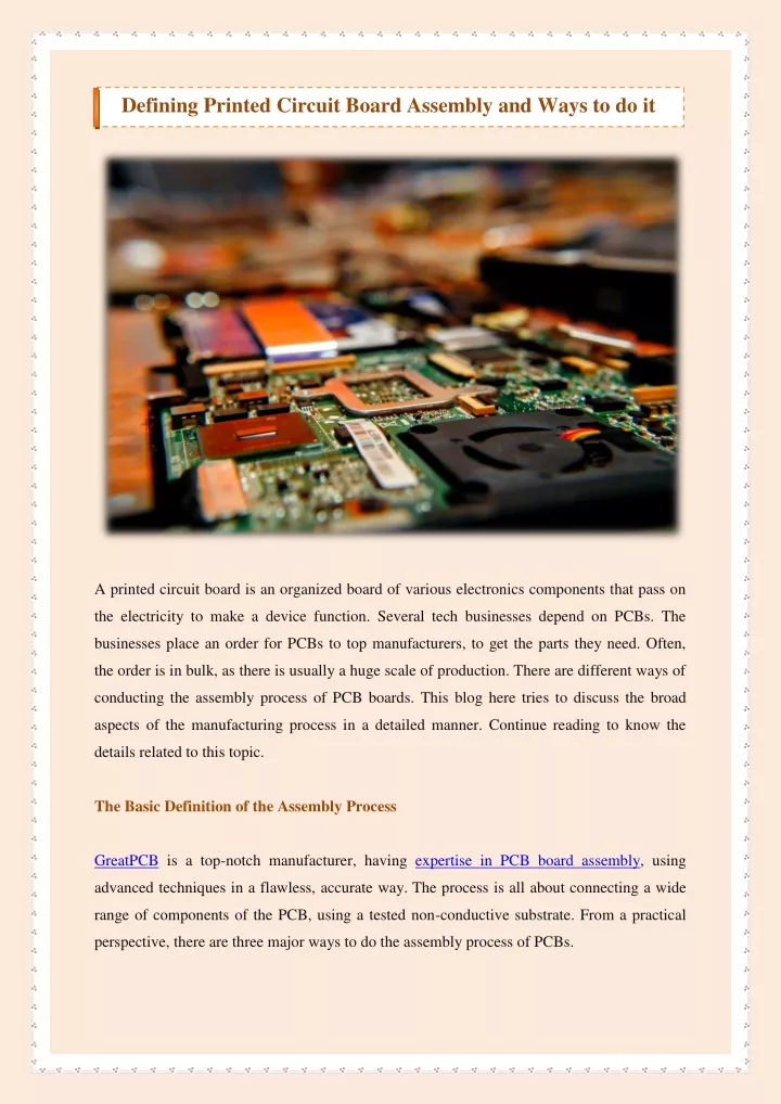 defining printed circuit board assembly and ways