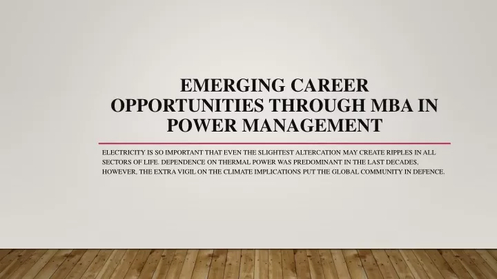 emerging career opportunities through mba in power management