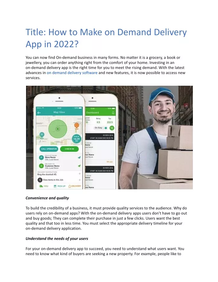 title how to make on demand delivery app in 2022