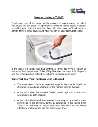 How to Unclog a Toilet?