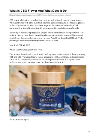 What Is CBG Flower And What Does It Do