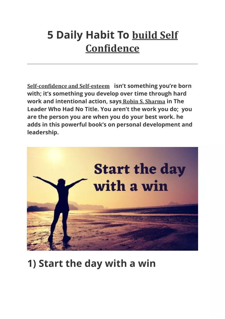 5 daily habit to build self confidence