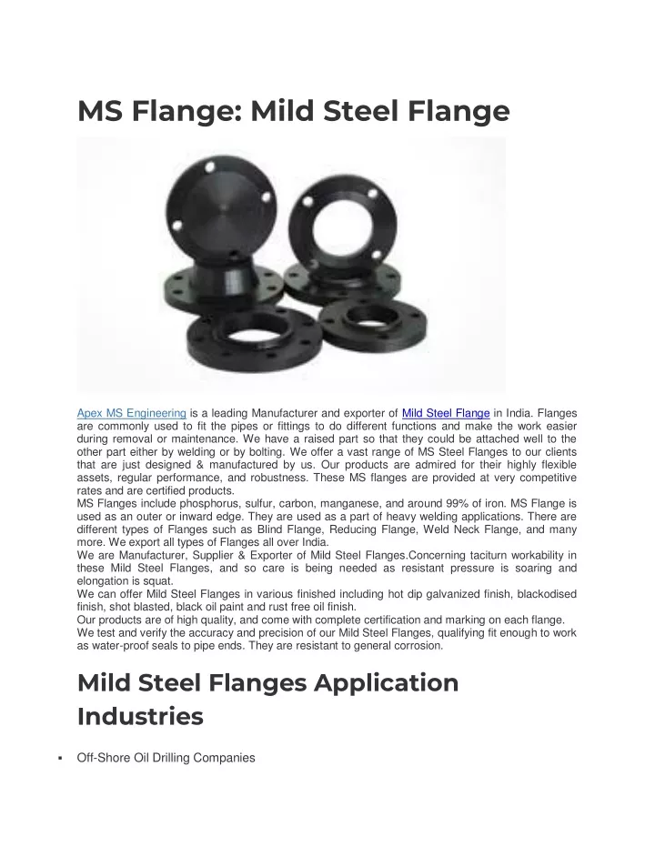 ms flange mild steel flange