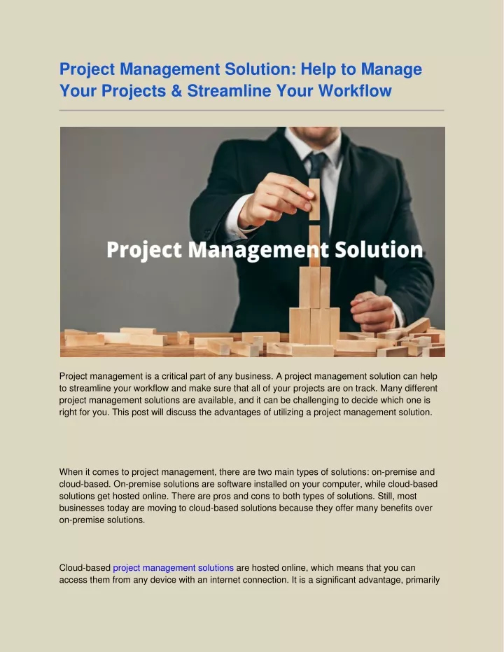 project management solution help to manage your