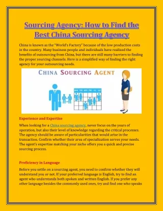 Sourcing Agency - How to Find the Best China Sourcing Agency