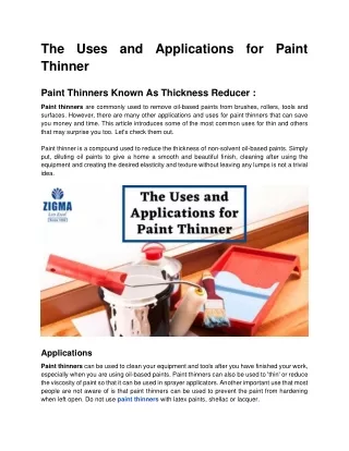 the uses and applications for paint thinner