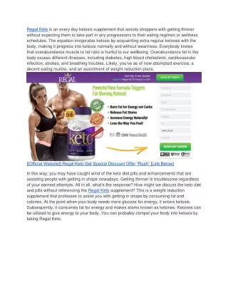 Regal Keto Weight Loss Formula Without Any Risk Health Supplement