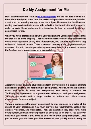 do my assignment for me