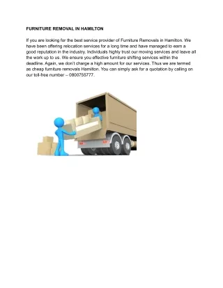 FURNITURE REMOVAL IN HAMILTON