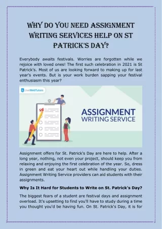 Why do you need assignment writing services help on St Patrick's Day