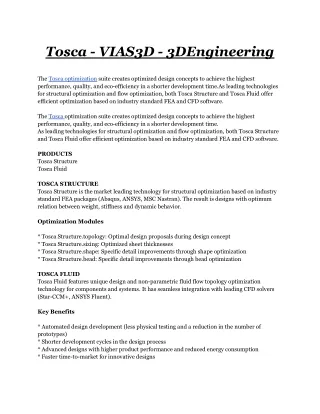 Tosca - VIAS3D - 3DEngineering