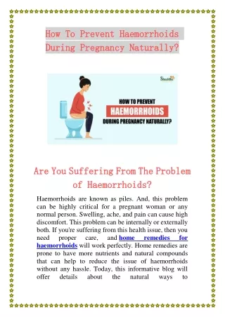 How To Prevent Haemorrhoids During Pregnancy ?
