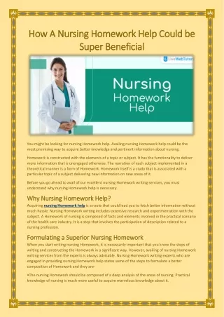 how a nursing homework help could
