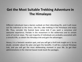 Get the most suitable trekking adventure in the Himalayas