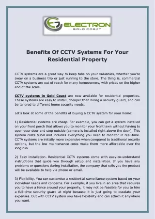 benefits of cctv systems for your residential