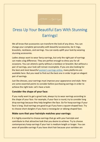 Dress Up Your Beautiful Ears With Stunning Earrings