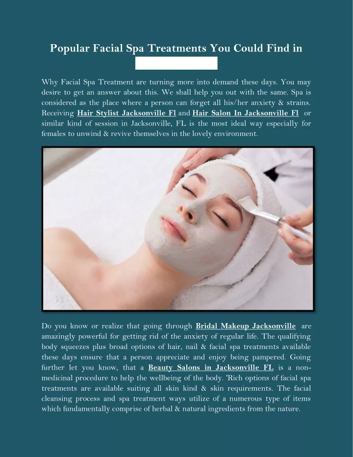 popular facial spa treatments you could find