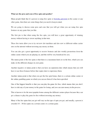 what are the pros and cons of free spin