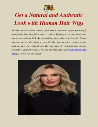 Get a Natural and Authentic Look with Human Hair Wigs