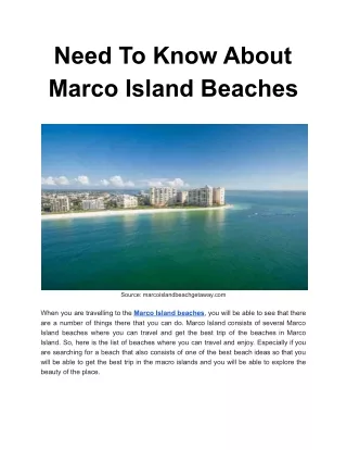 need to know about marco island beaches
