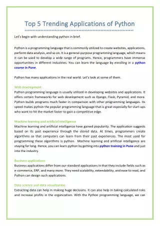 Top 5 Trending Applications of Python