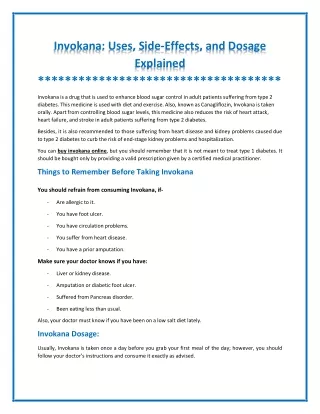 invokana uses side effects and dosage explained